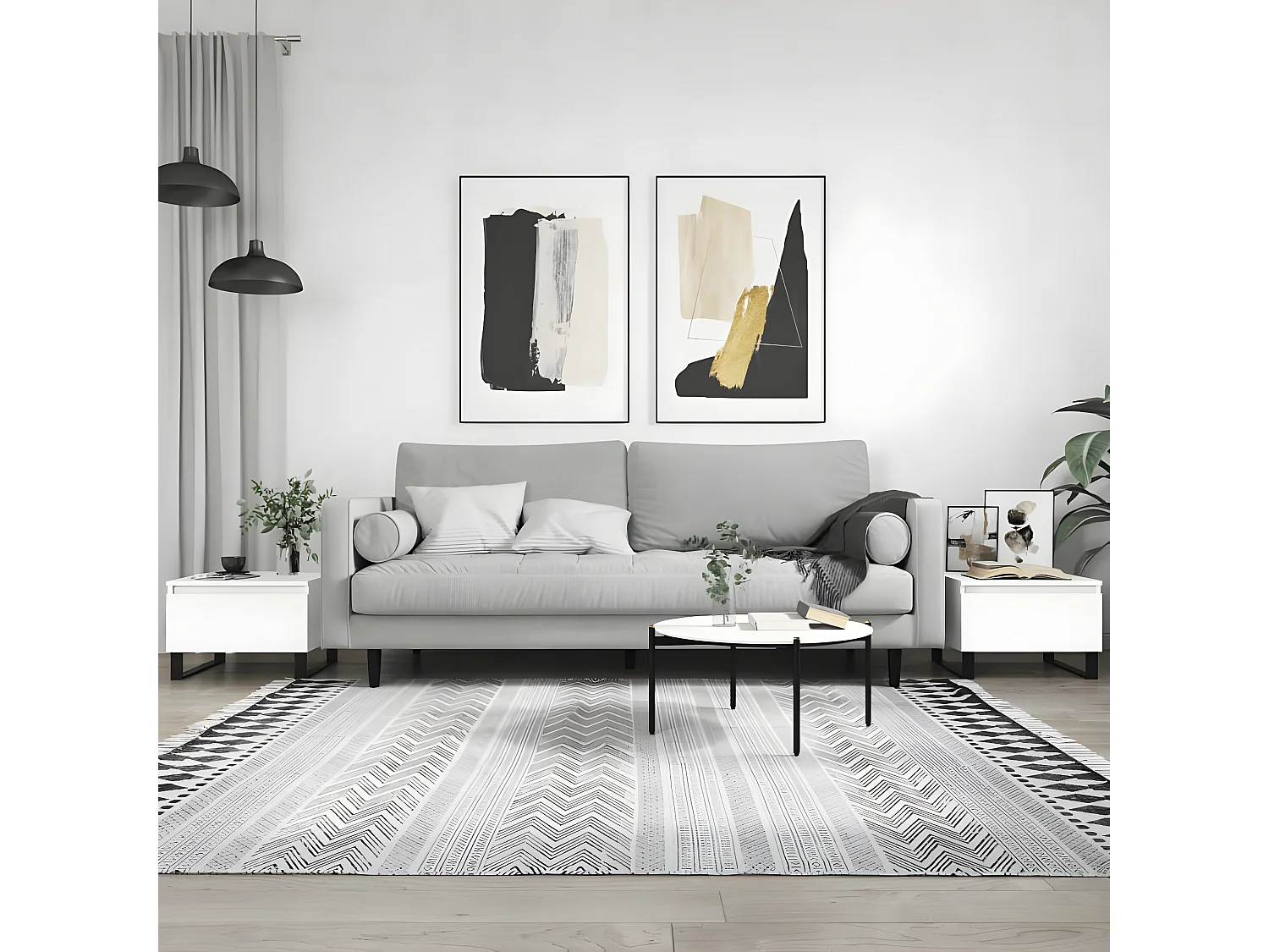 Mesas de centro 2 pcs 50x46x35 cm derivados de madeira branco PT593600