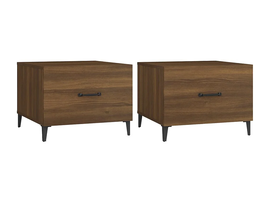Tables basses avec pieds en métal 2 pcs Chêne marron 50x50x40cm OFR75430 BonneVie Meuble