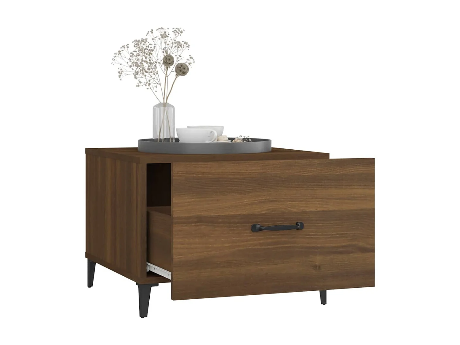 Tables basses avec pieds en métal 2 pcs Chêne marron 50x50x40cm OFR75430 BonneVie Meuble