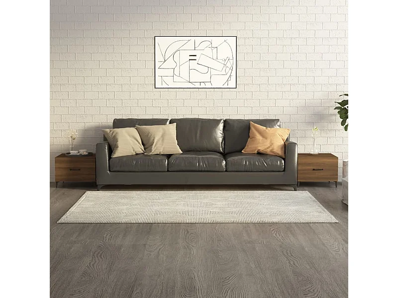 Tables basses avec pieds en métal 2 pcs Chêne marron 50x50x40cm OFR75430 BonneVie Meuble