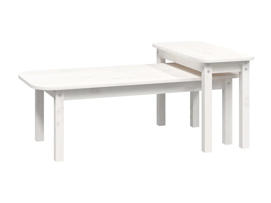 Juego de mesas de centro 2 piezas madera maciza de pino blanco ES876806