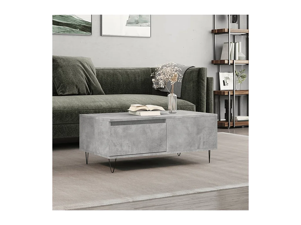 Table basse Gris béton 90x50x36,5 cm Bois d'ingénierie OFR69163 BonneVie Meuble