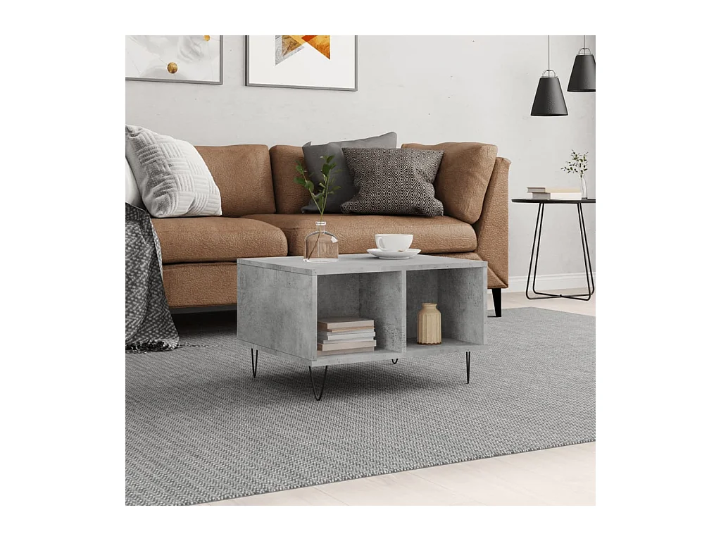 Table basse Gris béton 60x50x36,5 cm Bois d'ingénierie OFR13293 BonneVie Meuble
