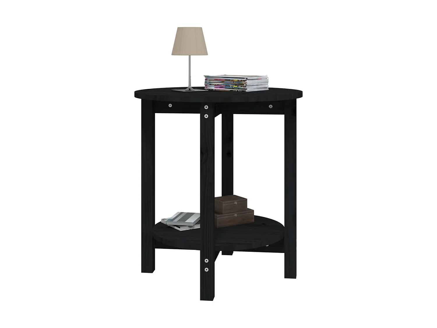 Mesa de centro Ø 55x60 cm madeira de pinho maciça preto PT705144