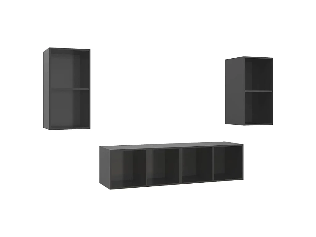Armários de parede TV 4 pcs derivados madeira cinza brilhante PT322805