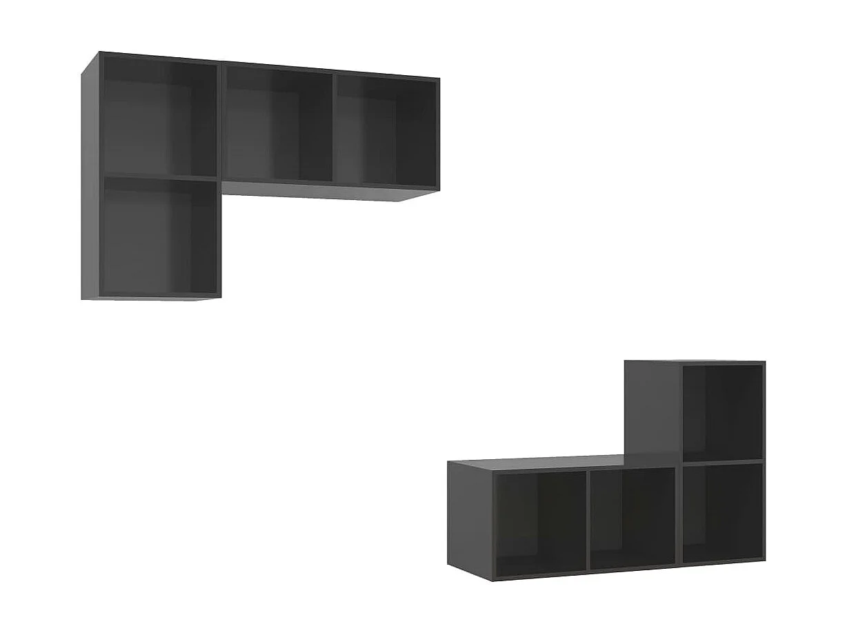 Tv-wandmeubelen 4 st bewerkt hout hoogglans grijs NL294677