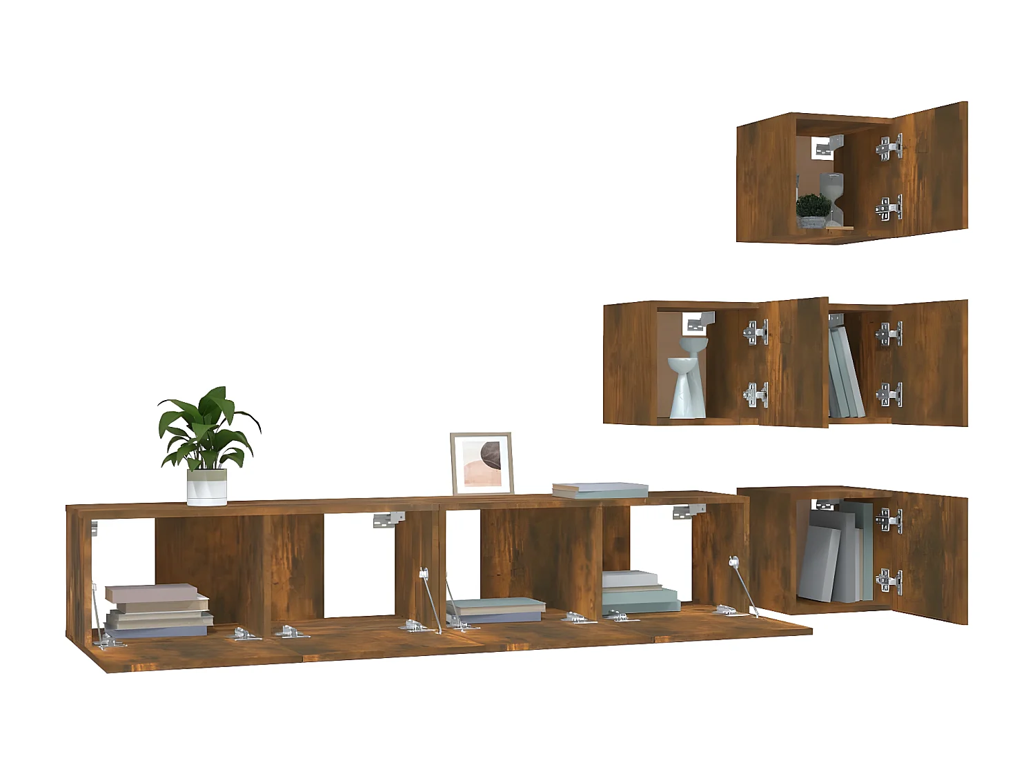 Mueble TV de pared madera contrachapada roble ahumado ES33730