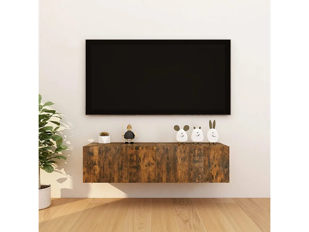 Muebles para TV de pared 4 uds roble ahumado 30,5x30x30 cm ES46021