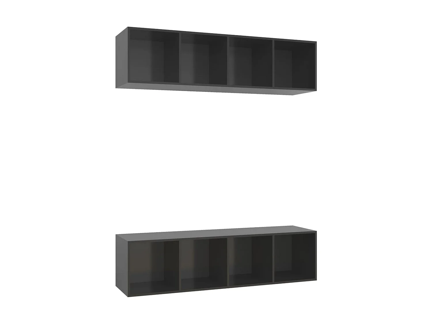 Tv-wandmeubelen 2 st bewerkt hout hoogglans grijs NL300555