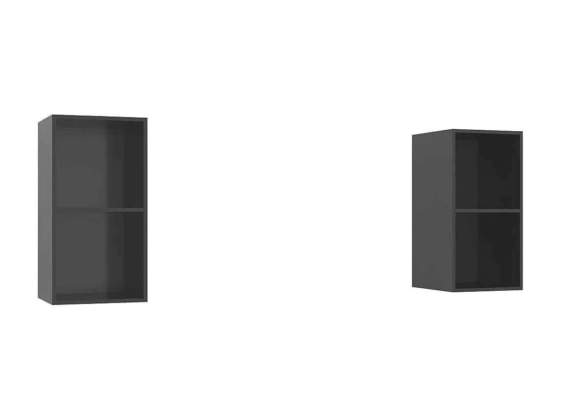 Mobile TV | Armadietto TV a Parete 2 pz Grigio Lucido in Truciolato