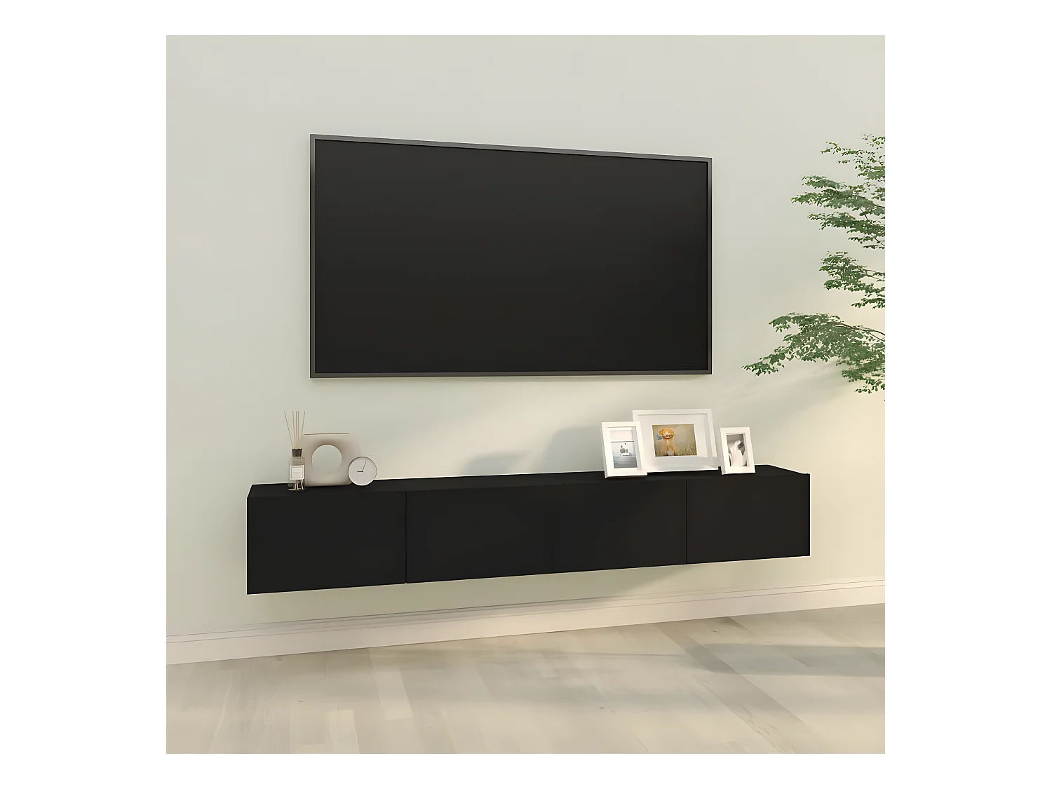 Tv-wandmeubels 2 st 100x30x30 cm bewerkt hout zwart NL209087