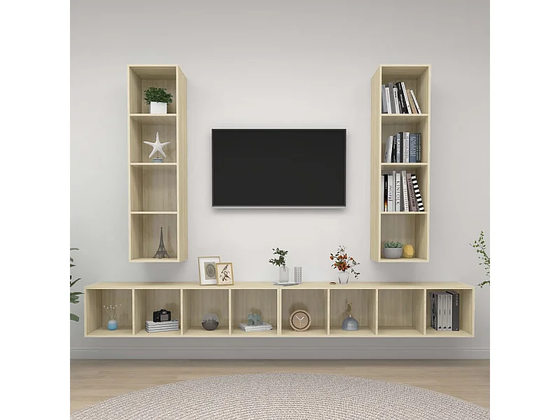 Tv-wandmeubelen 4 st bewerkt hout sonoma eikenkleurig NL182502