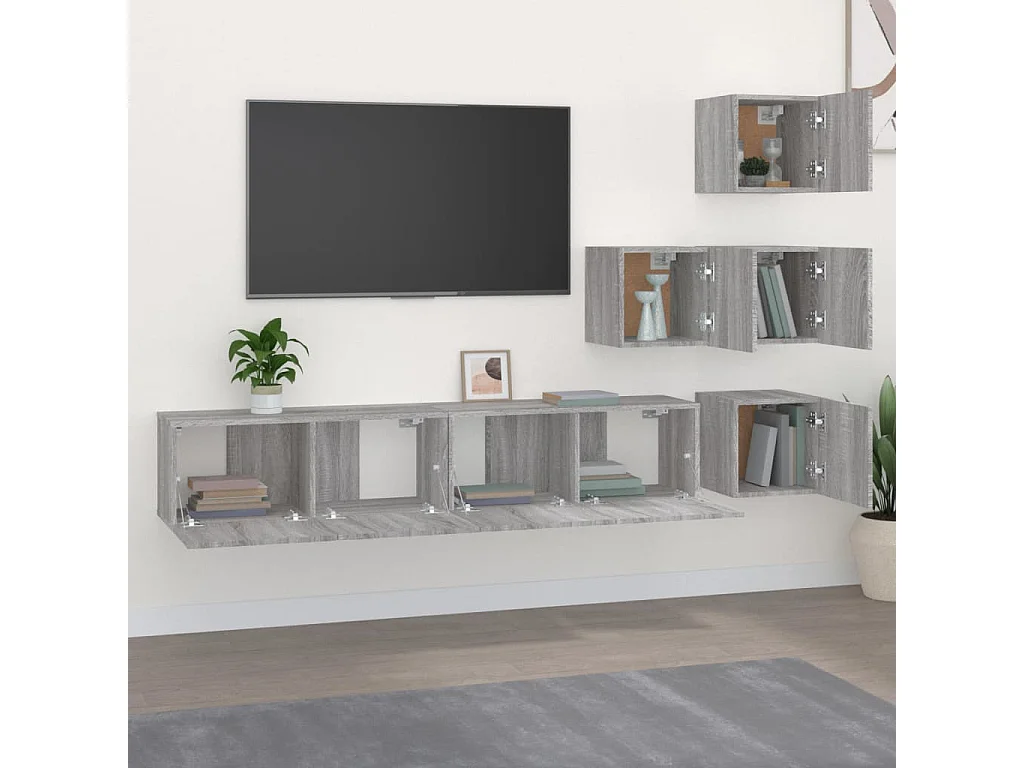 Mueble TV de pared madera contrachapada gris sonoma ES16826
