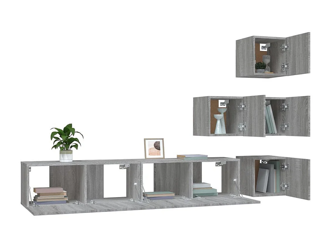 Mueble TV de pared madera contrachapada gris sonoma ES16826