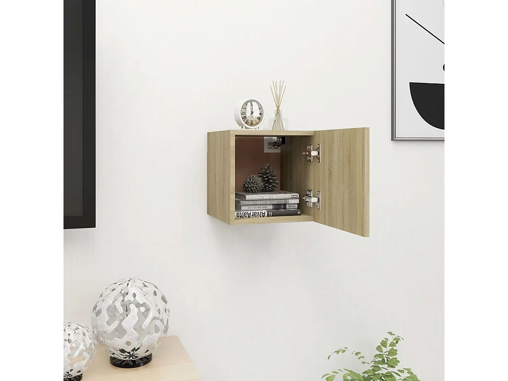 Meuble TV suspendu Chêne Sonoma 30,5x30x30 cm LWW53149