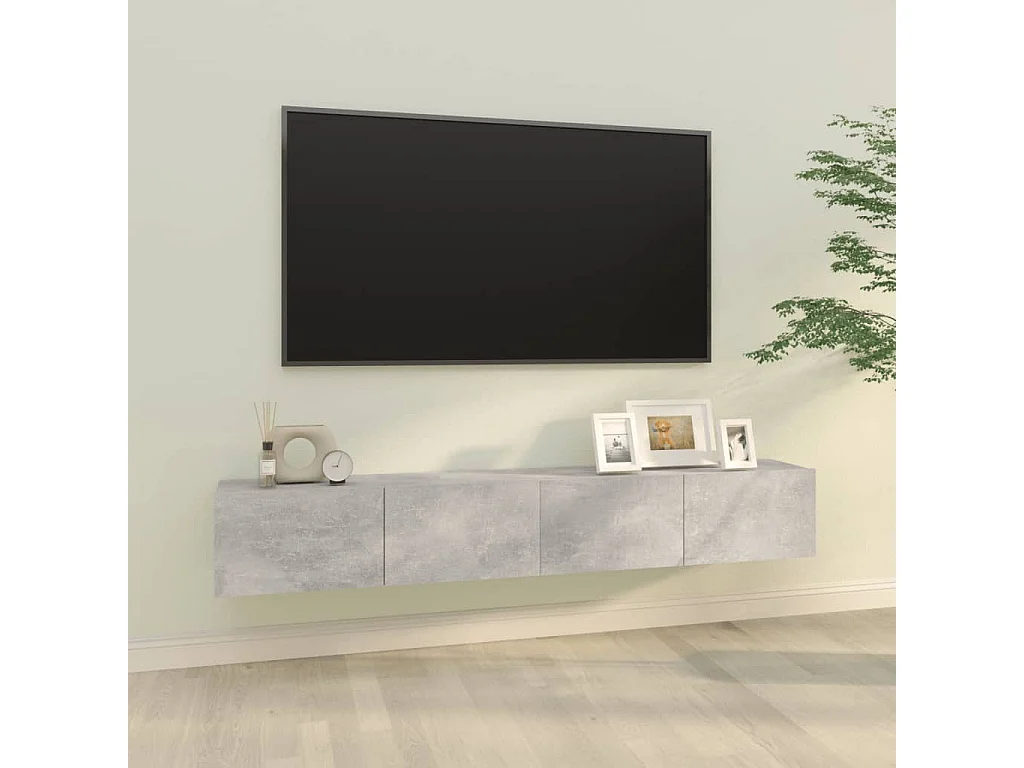 Tv-meubelen 2 st wandgemonteerd 100x30x30 cm hout betongrijs NL265809