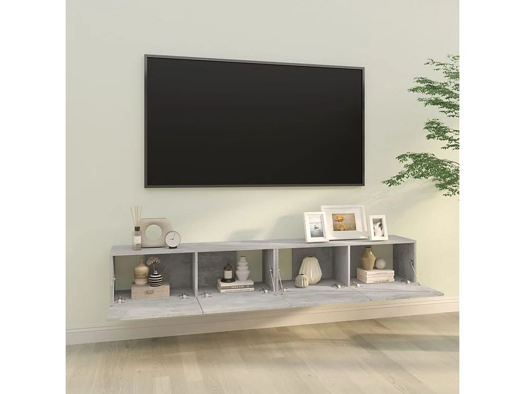 Tv-meubelen 2 st wandgemonteerd 100x30x30 cm hout betongrijs NL265809
