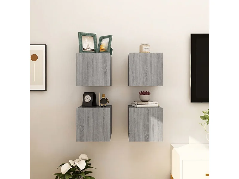 TV-Wandschrank,TV-Hängeschrank 4 Stk. Grau Sonoma 30,5x30x30 cm -gkd796396