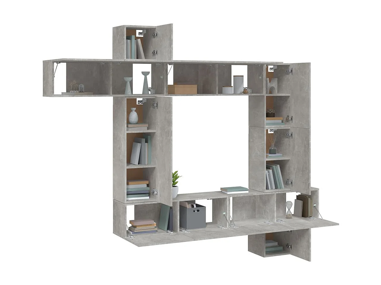 9-tlg. TV-Schrank-Set,TV-Möbel Betongrau Holzwerkstoff -gkd174340