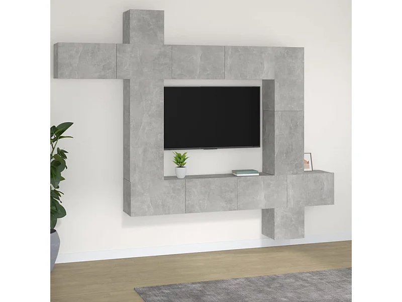 9-tlg. TV-Schrank-Set,TV-Möbel Betongrau Holzwerkstoff -gkd174340
