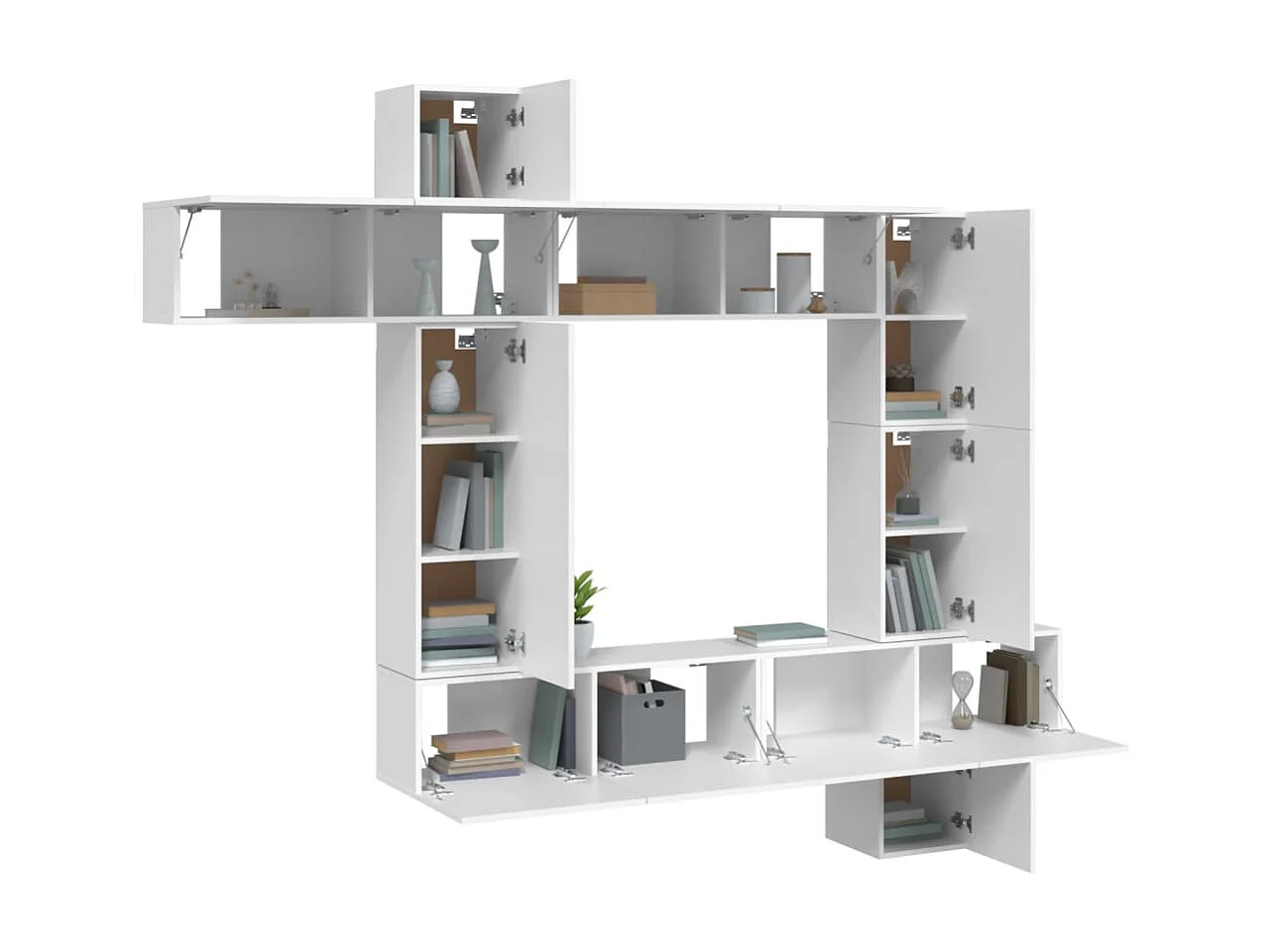 9-tlg. TV-Schrank-Set,TV-Möbel Weiß Holzwerkstoff -gkd719602