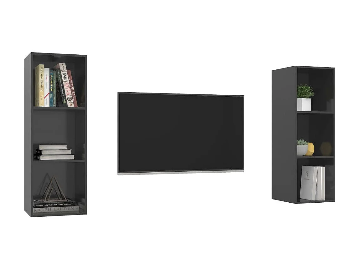 TV-Wandschränke 2 Stk.TV-Schränke Hochglanz-Grau Holzwerkstoff -gkd138592