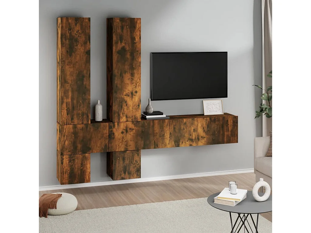 Móvel p/ TV de parede madeira processada cor carvalho fumado PT731786