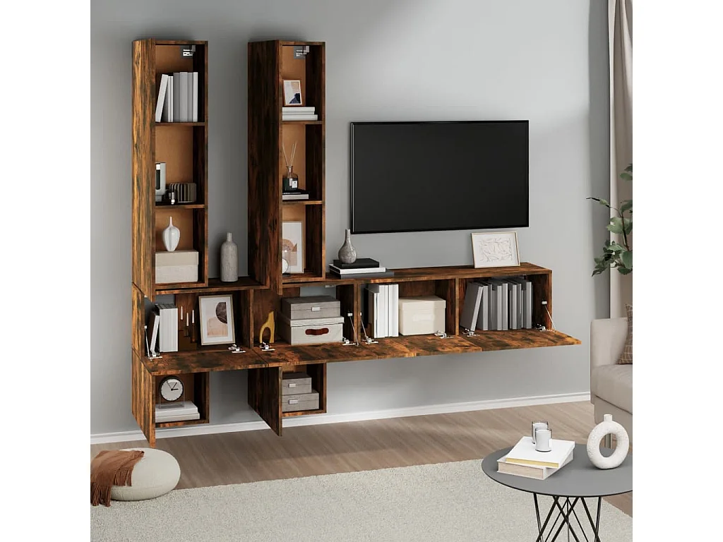 Móvel p/ TV de parede madeira processada cor carvalho fumado PT731786