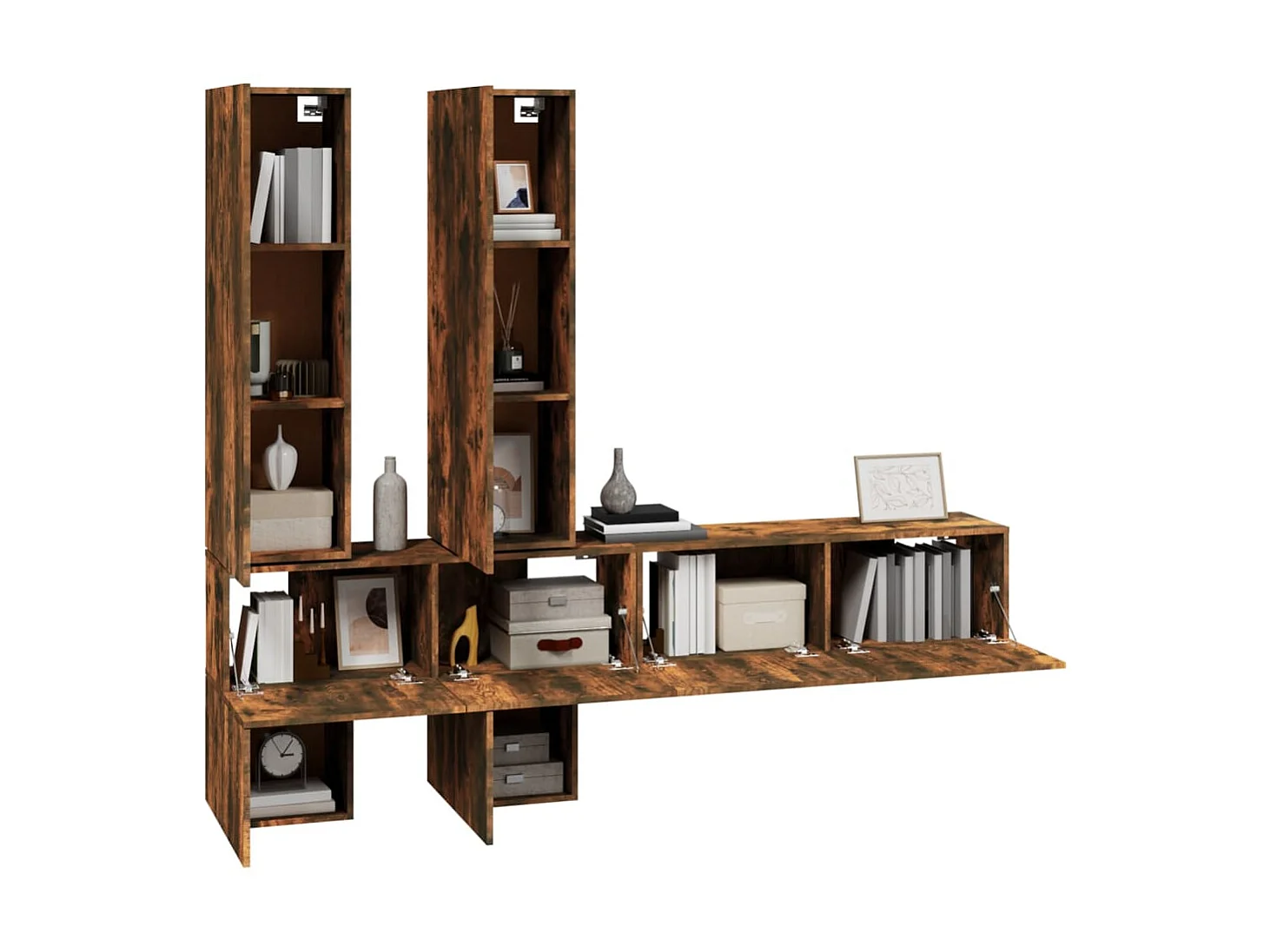 Móvel p/ TV de parede madeira processada cor carvalho fumado PT731786