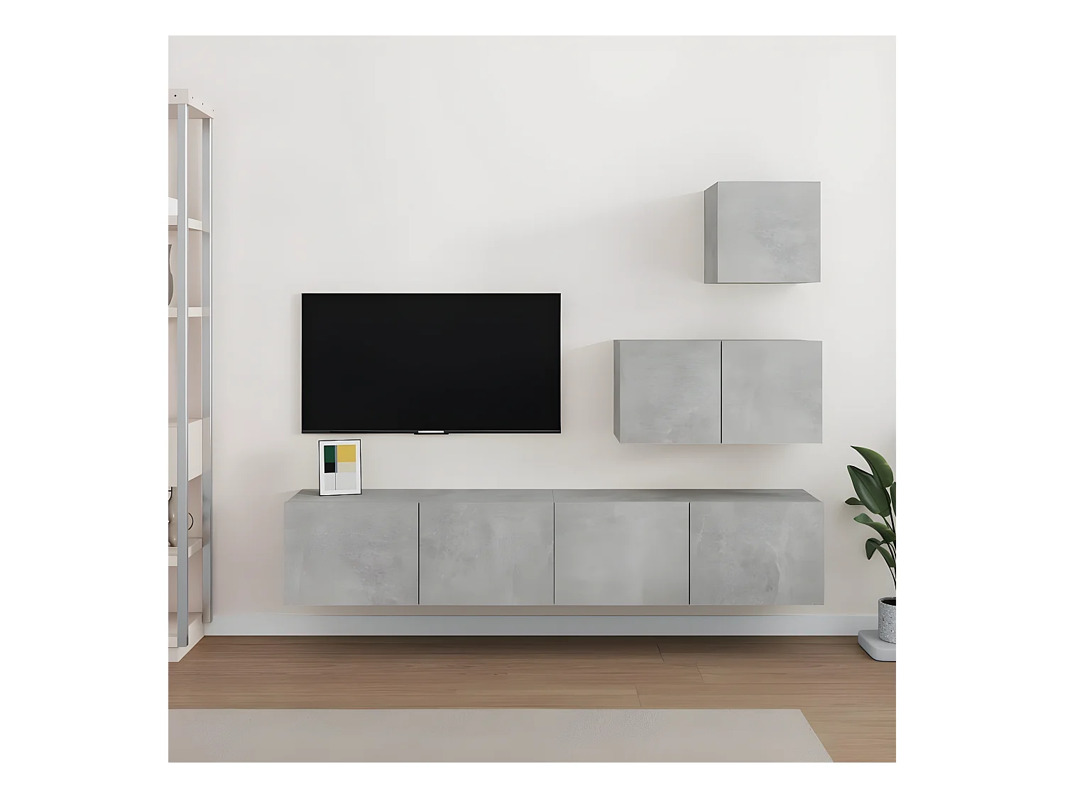 4-delige Tv-meubelset bewerkt hout betongrijs NL899323