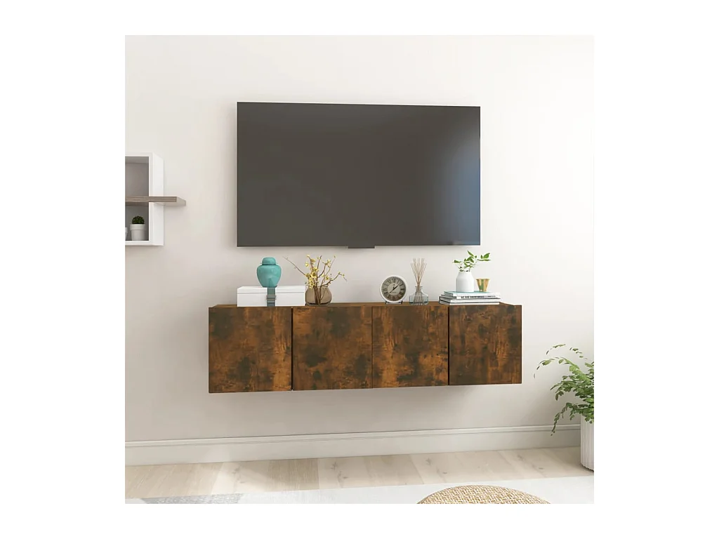 2 pcs Meubles TV suspendus Chêne fumé 60x30x30 cm LWW36446