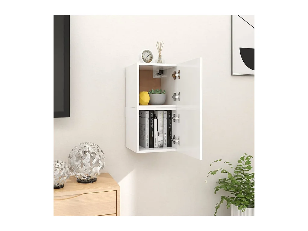 2 pcs Meubles TV suspendus blanc 30,5x30x30 cm LWW73712
