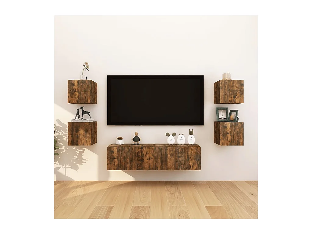 Tv-wandmeubelen 8 st 30,5x30x30 cm gerookt eikenkleurig NL966527