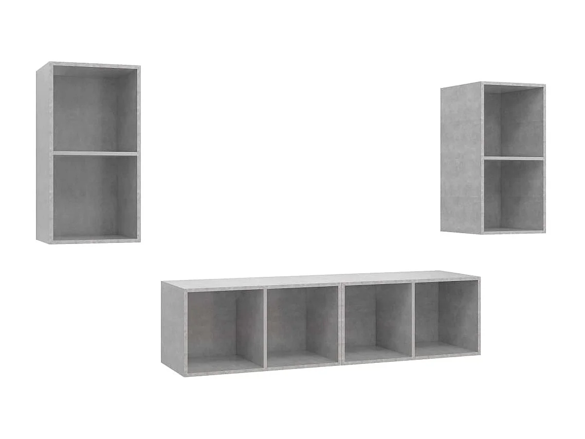 Mobile TV | Armadietto TV a Parete 4 pz Grigio Cemento in Truciolato