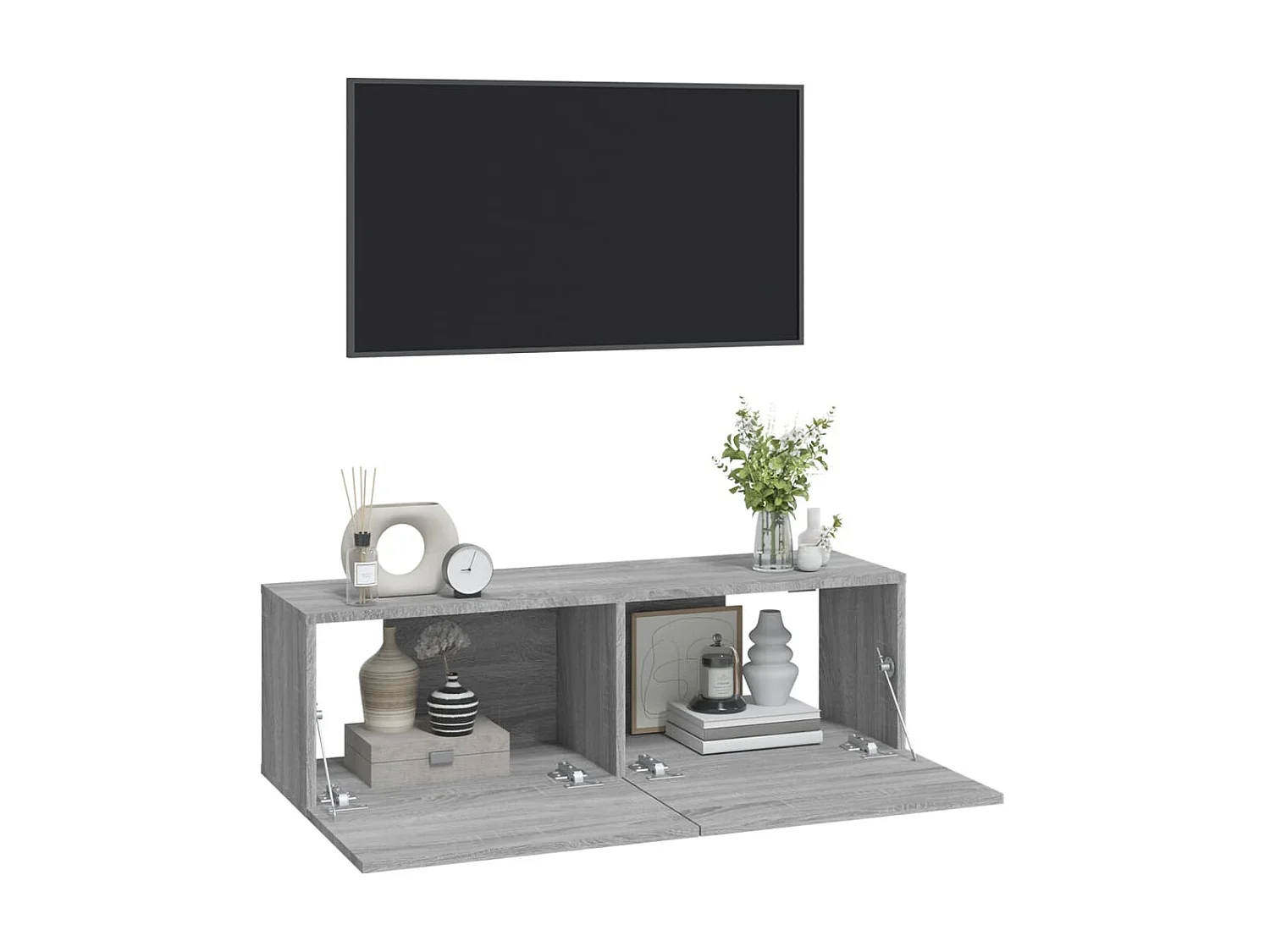 Tv-wandmeubels 2 st 100x30x30 cm hout grijs sonoma eikenkleurig NL548780