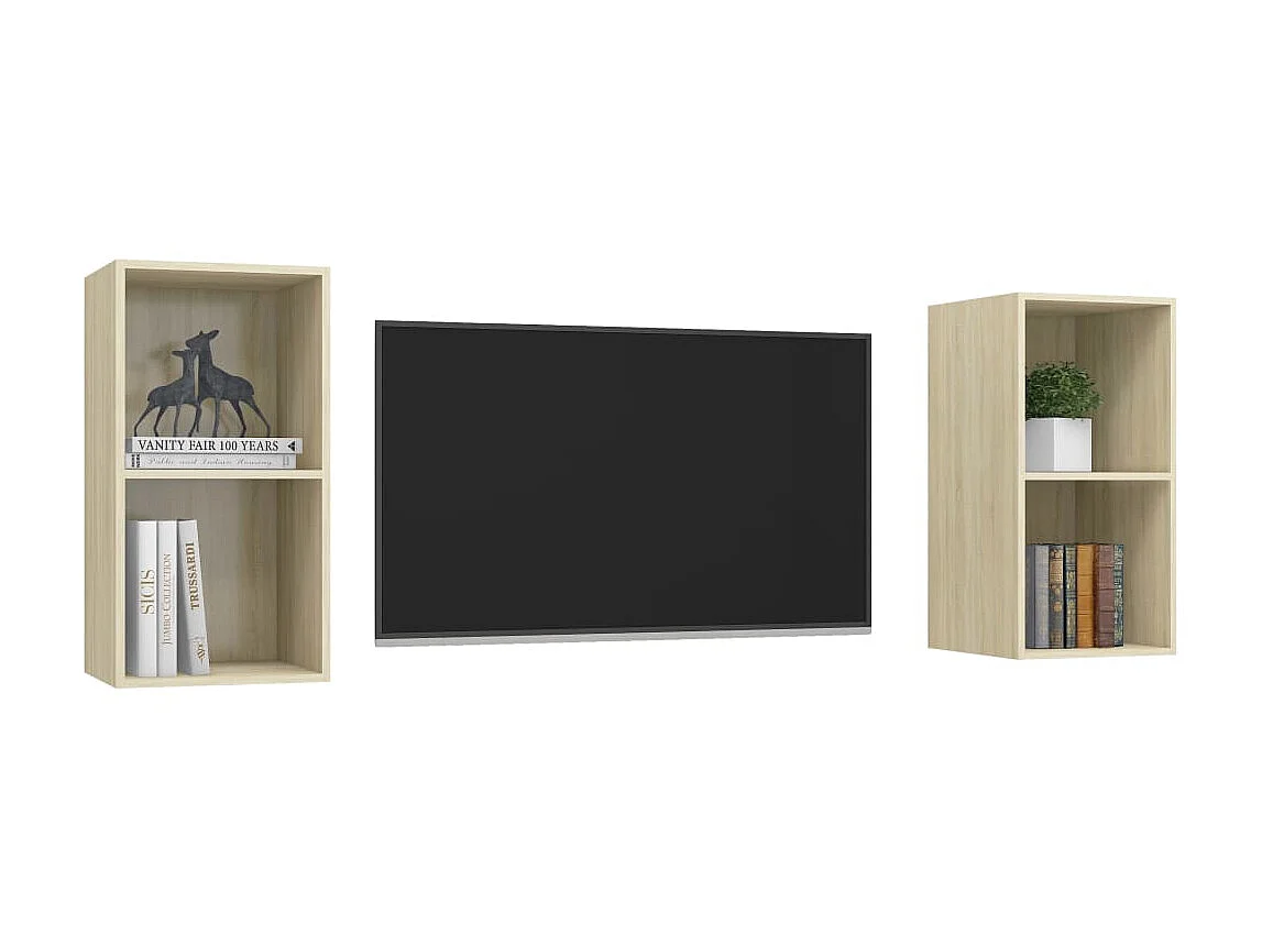 Armários de parede TV 2 pcs derivados madeira carvalho sonoma PT220967