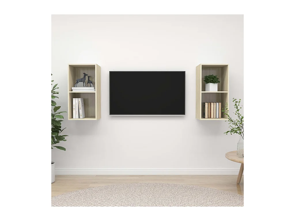 2 pcs Meubles TV suspendus chêne sonoma Aggloméré LWW83405