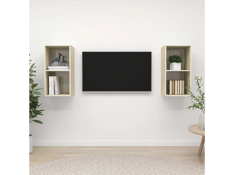 2 pcs Meubles TV suspendus chêne sonoma Aggloméré LWW83405