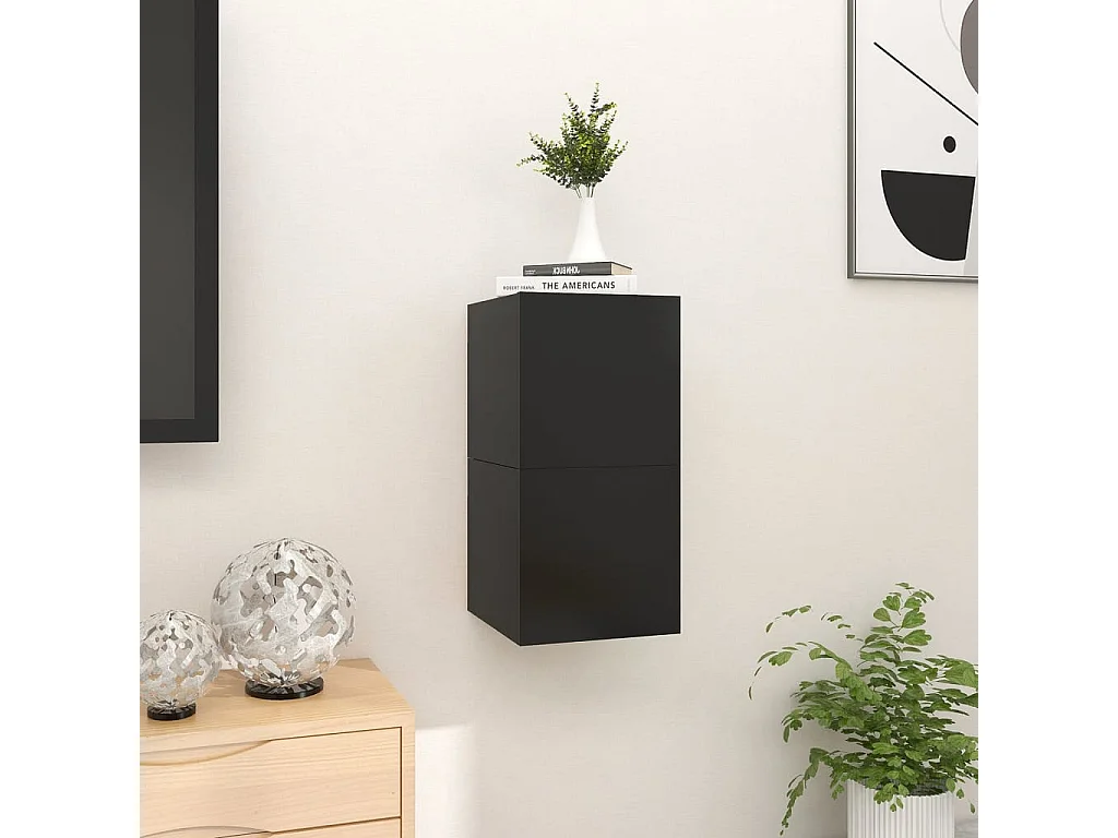 Muebles TV de pared 2 uds negro 30,5x30x30 cm ES89488