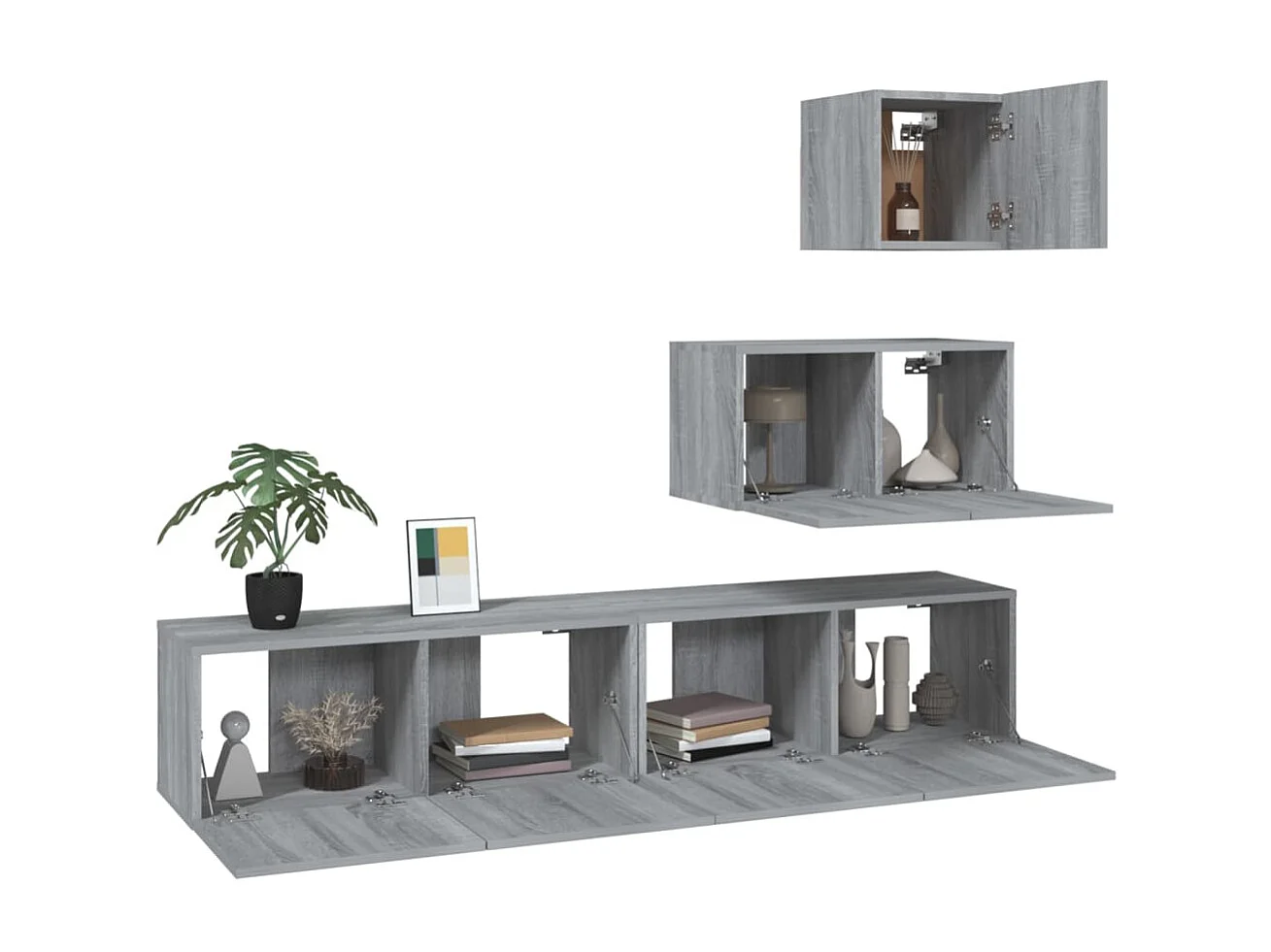 Set de muebles para TV 4 pzas madera contrachapada gris Sonoma ES159708