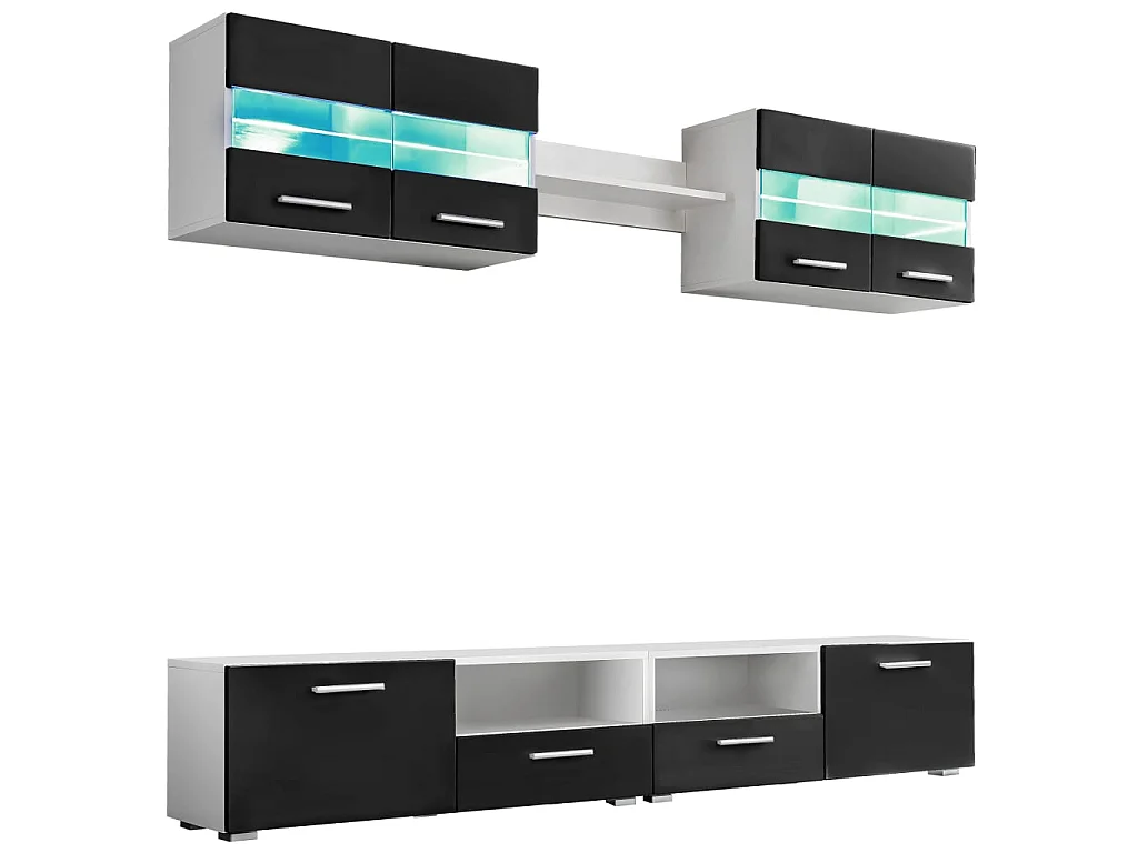 Tv-wandmeubelset met LED-verlichting hoogglans zwart 5-delig NL166685