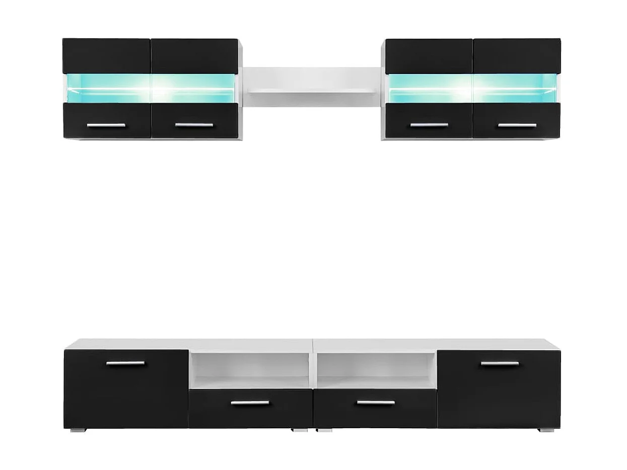 Tv-wandmeubelset met LED-verlichting hoogglans zwart 5-delig NL166685