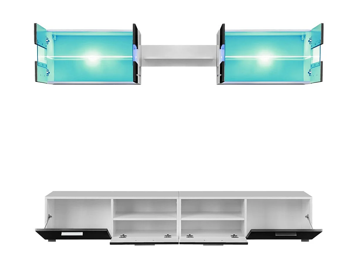 Tv-wandmeubelset met LED-verlichting hoogglans zwart 5-delig NL166685