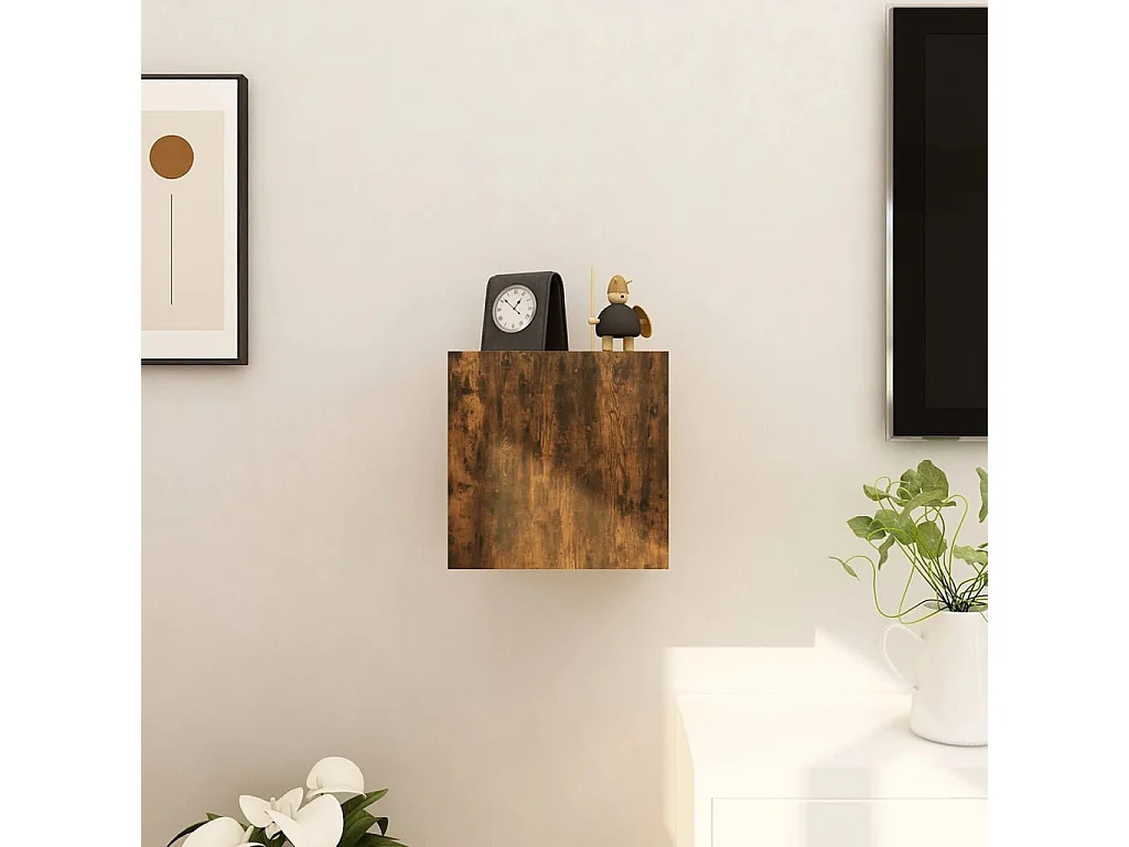 Meuble TV suspendu Chêne fumé 30,5x30x30 cm LWW11659