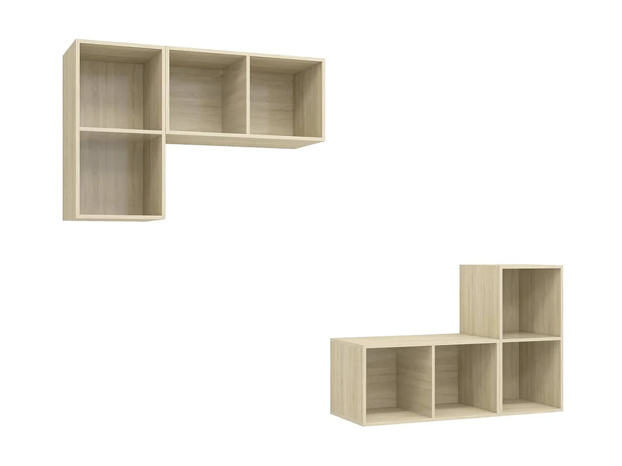 Armários de parede p/ TV 4pcs derivados madeira carvalho sonoma PT218539