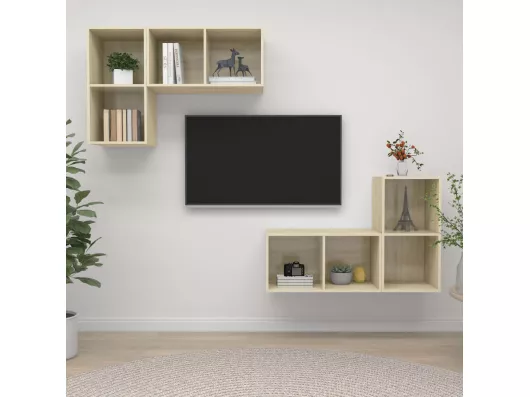 Kauf Unique TV-Schränke,TV-Wandschränke 4 Stk. Sonoma-Eiche Holzwerkstoff -gkd102396