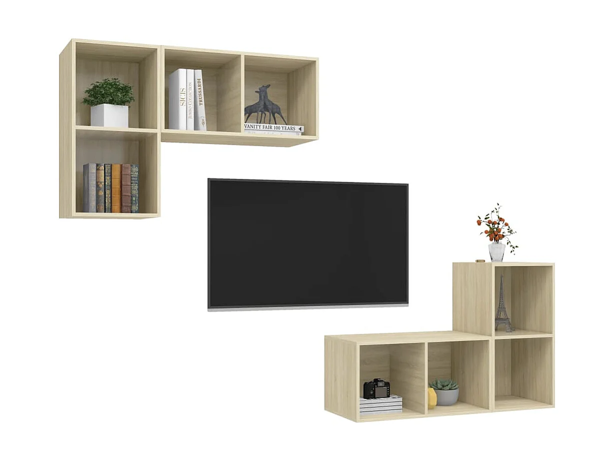 4 pcs Meubles TV suspendus Chêne sonoma Aggloméré LWW12231