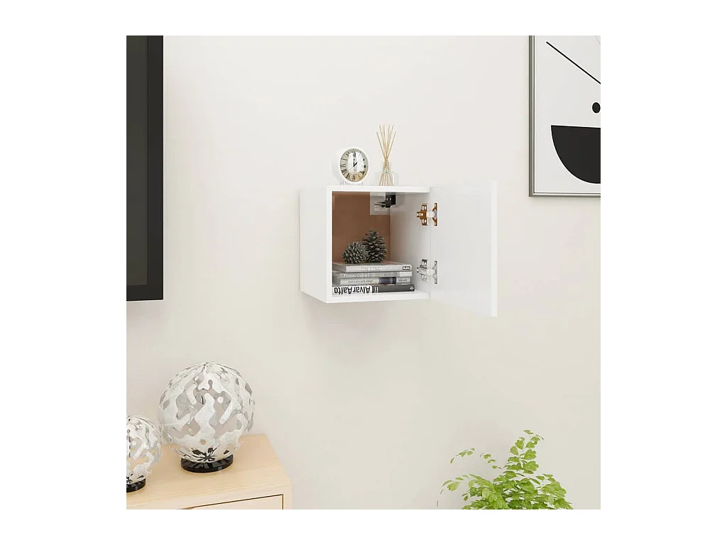 Meuble TV suspendu Blanc 30,5x30x30 cm LWW10544