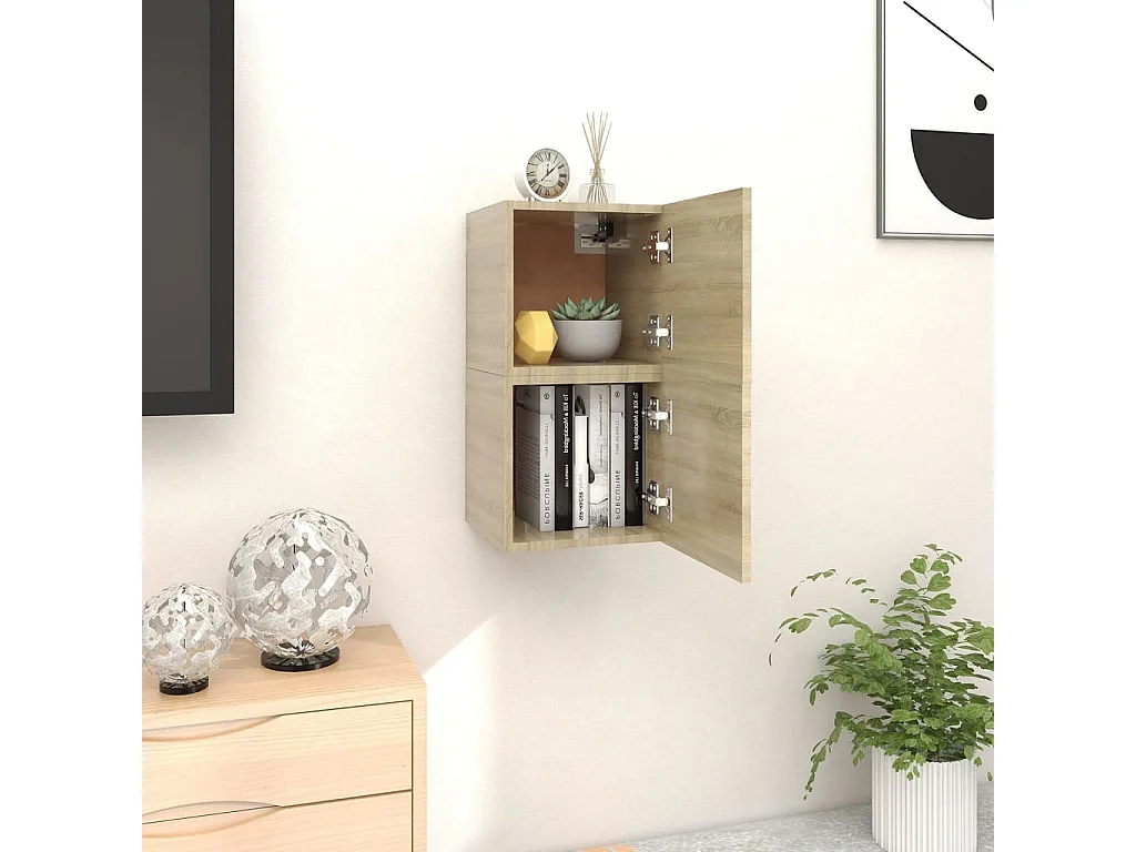 Tv-wandmeubelen 2 st 30,5x30x30 cm sonoma eikenkleurig NL248034