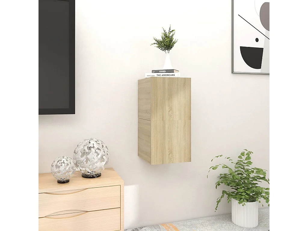 Tv-wandmeubelen 2 st 30,5x30x30 cm sonoma eikenkleurig NL248034